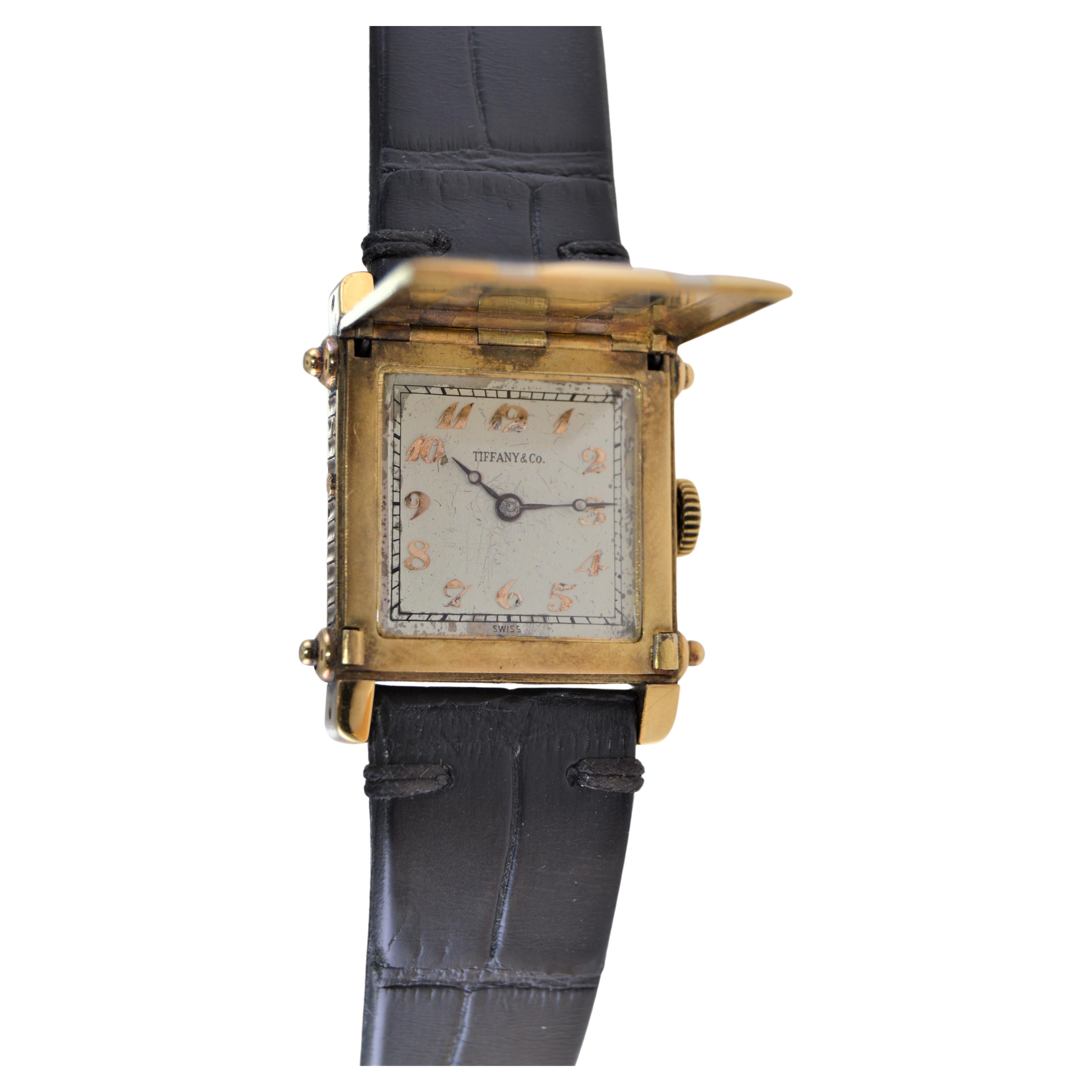 Tiffany & Co. Two Color Gold Hunters Case Covered Dial Watch, 1930s For Sale 4