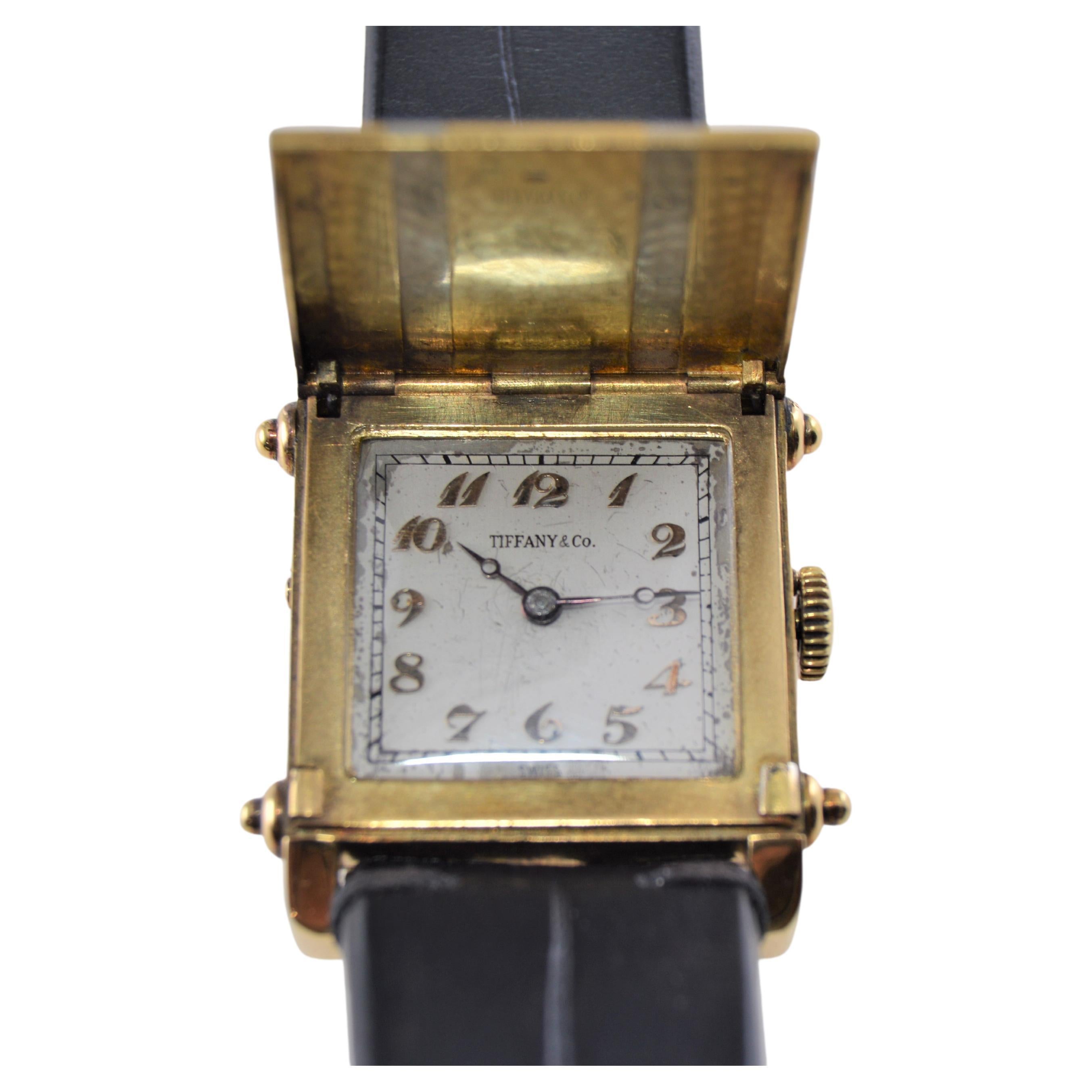 Tiffany & Co. Two Color Gold Hunters Case Covered Dial Watch, 1930s For Sale 3