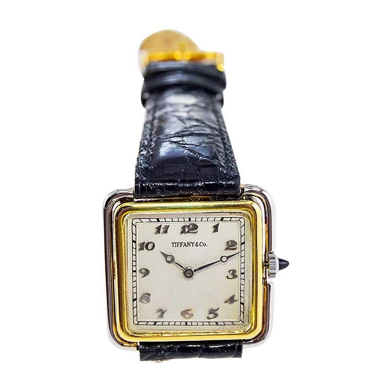 Tiffany & Co. Two Tone 18Kt. Yellow & Platinum Art Deco Watch from 1920's For Sale 3
