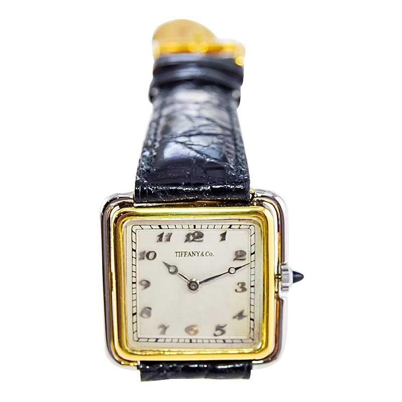 Tiffany & Co. Two Tone 18Kt. Yellow & Platinum Art Deco Watch from 1920's For Sale 4