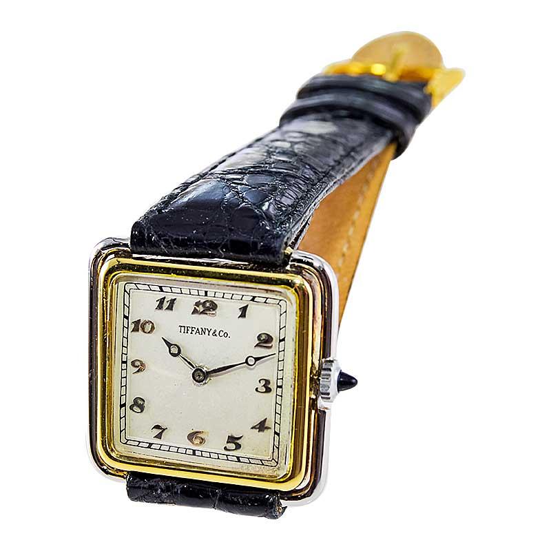 Tiffany & Co. Two Tone 18Kt. Yellow & Platinum Art Deco Watch from 1920's For Sale 5