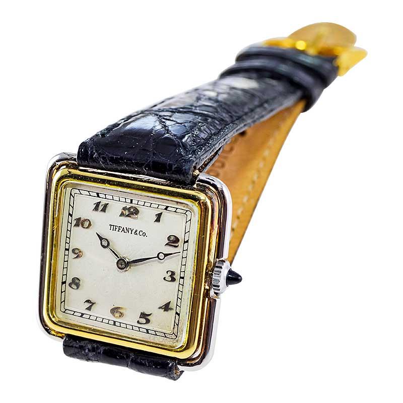 Tiffany & Co. Two Tone 18Kt. Yellow & Platinum Art Deco Watch from 1920's For Sale 6