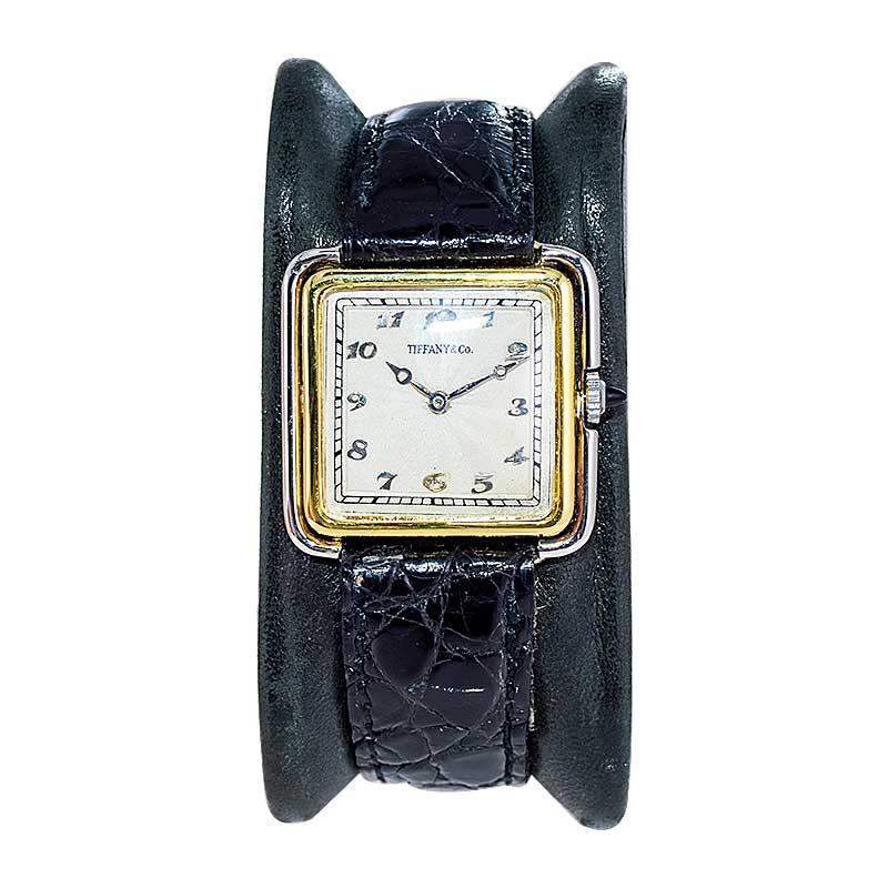 Tiffany & Co. Two Tone 18Kt. Yellow & Platinum Art Deco Watch from 1920's In Excellent Condition For Sale In Long Beach, CA