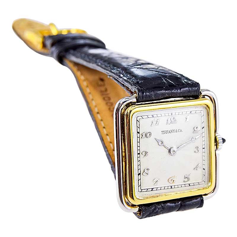 Tiffany & Co. Two Tone 18Kt. Yellow & Platinum Art Deco Watch from 1920's For Sale 1