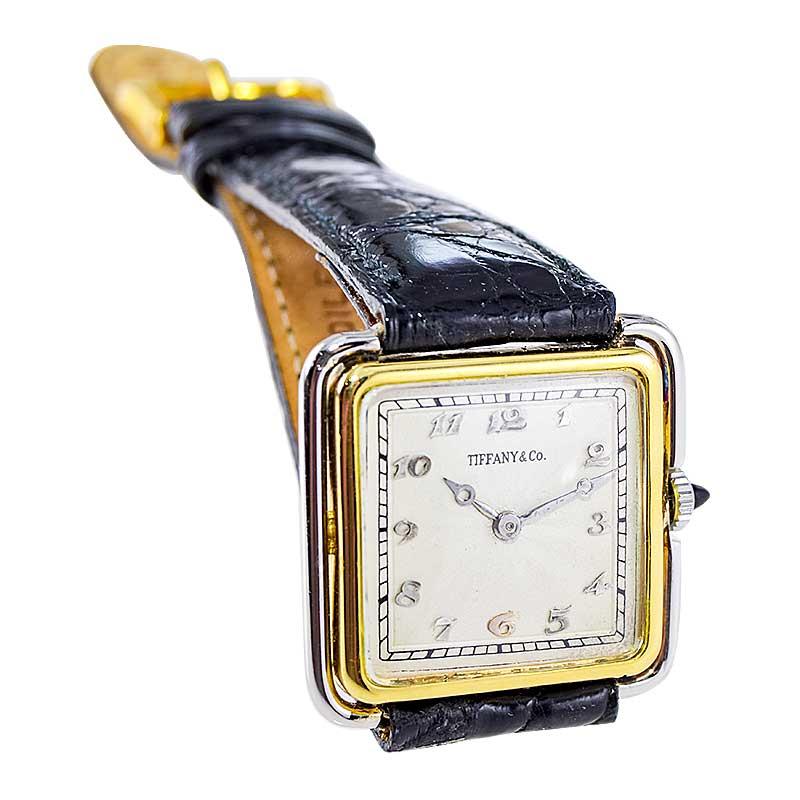 Tiffany & Co. Two Tone 18Kt. Yellow & Platinum Art Deco Watch from 1920's For Sale 2