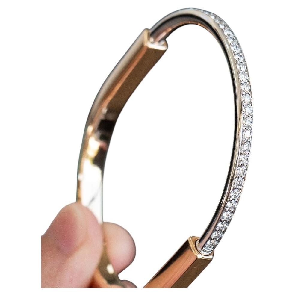 Tiffany & Co. Two Tone Bangle With Half Diamond Pave For Sale