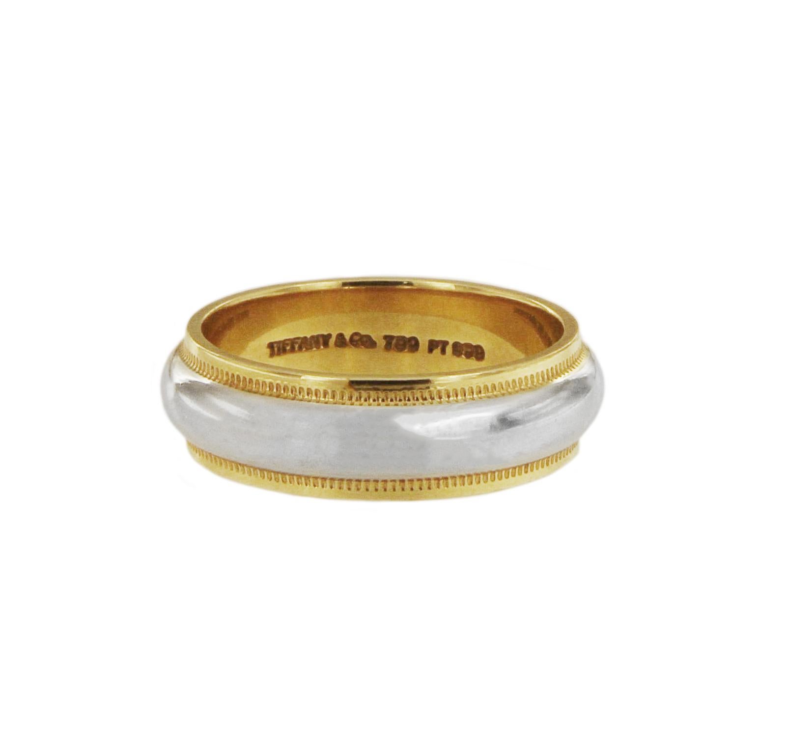 Gold and Platinum Milgrain Band Ring 