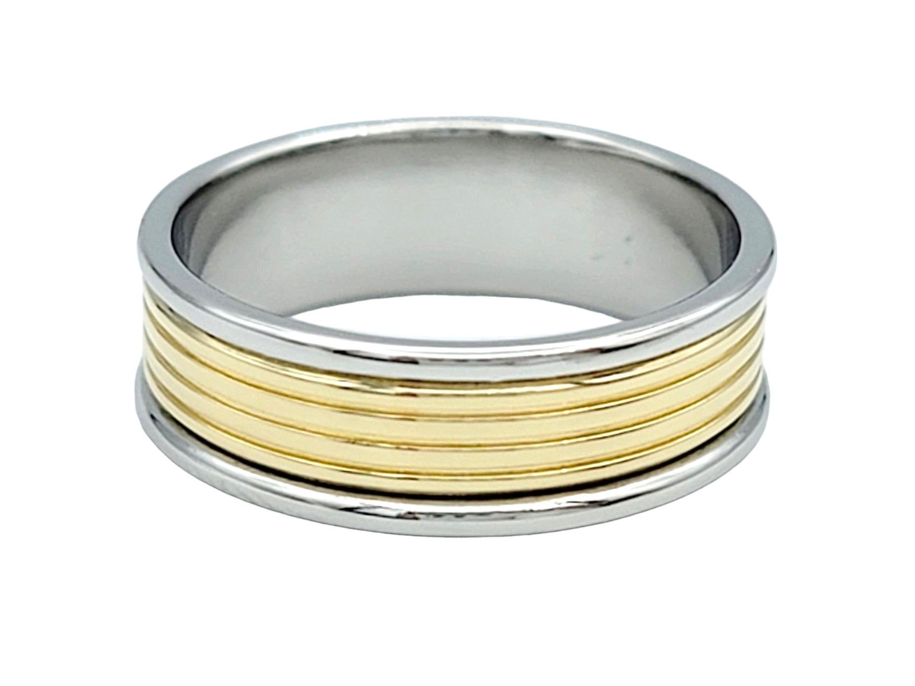 Tiffany & Co. Zweifarbiger gerippter Bandring aus Platin und 18 Karat Gelbgold (Zeitgenössisch)
