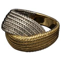 Tiffany & Co. Zweifarbig Gelb- und Weißgold Texturierter Cross Over Dress Ring