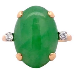 Tiffany & Co. Type A Jadeite Jade Fei Cui Diamond Vintage Ring GIA