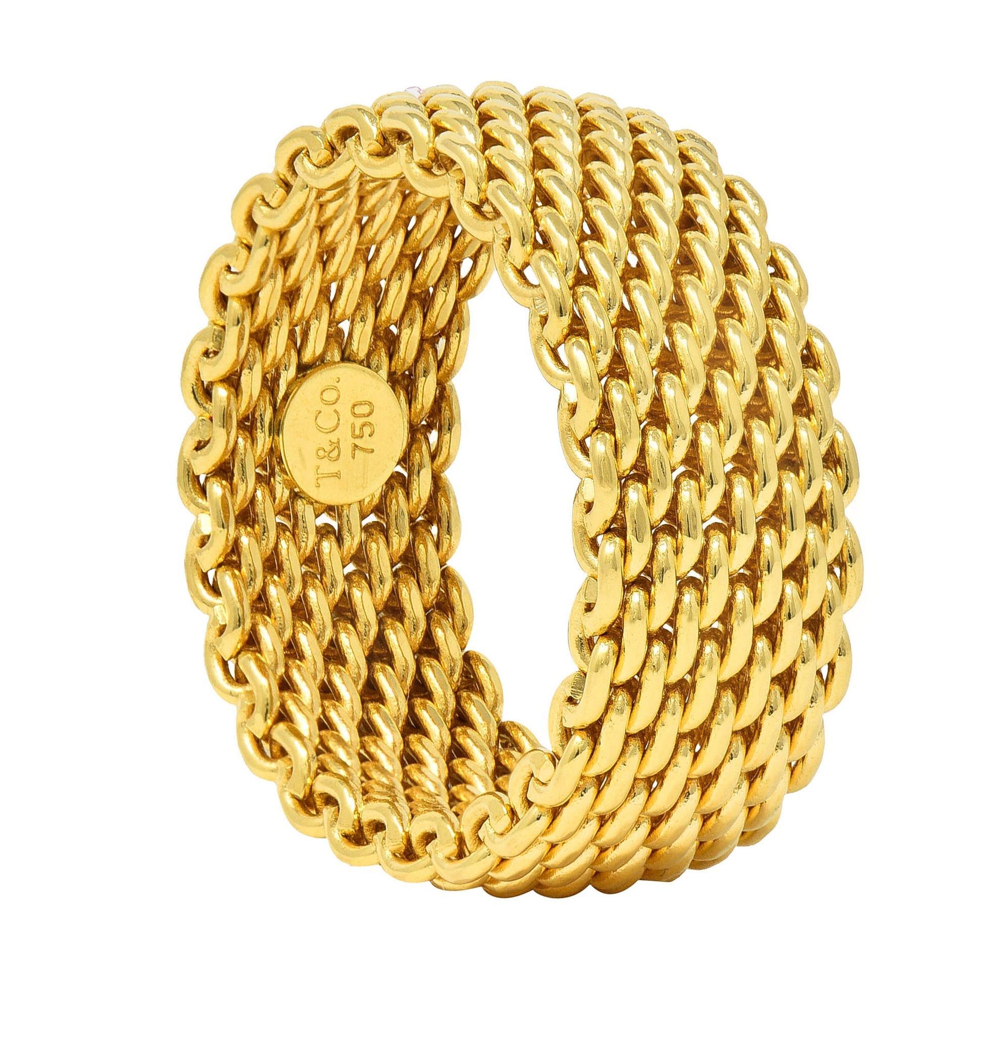 Tiffany & Co. Anillo ancho Somerset Unisex de Malla de Oro Amarillo de 18 Kilates 7