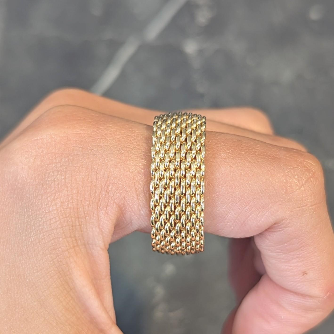 Tiffany & Co. Anillo ancho Somerset Unisex de Malla de Oro Amarillo de 18 Kilates 8