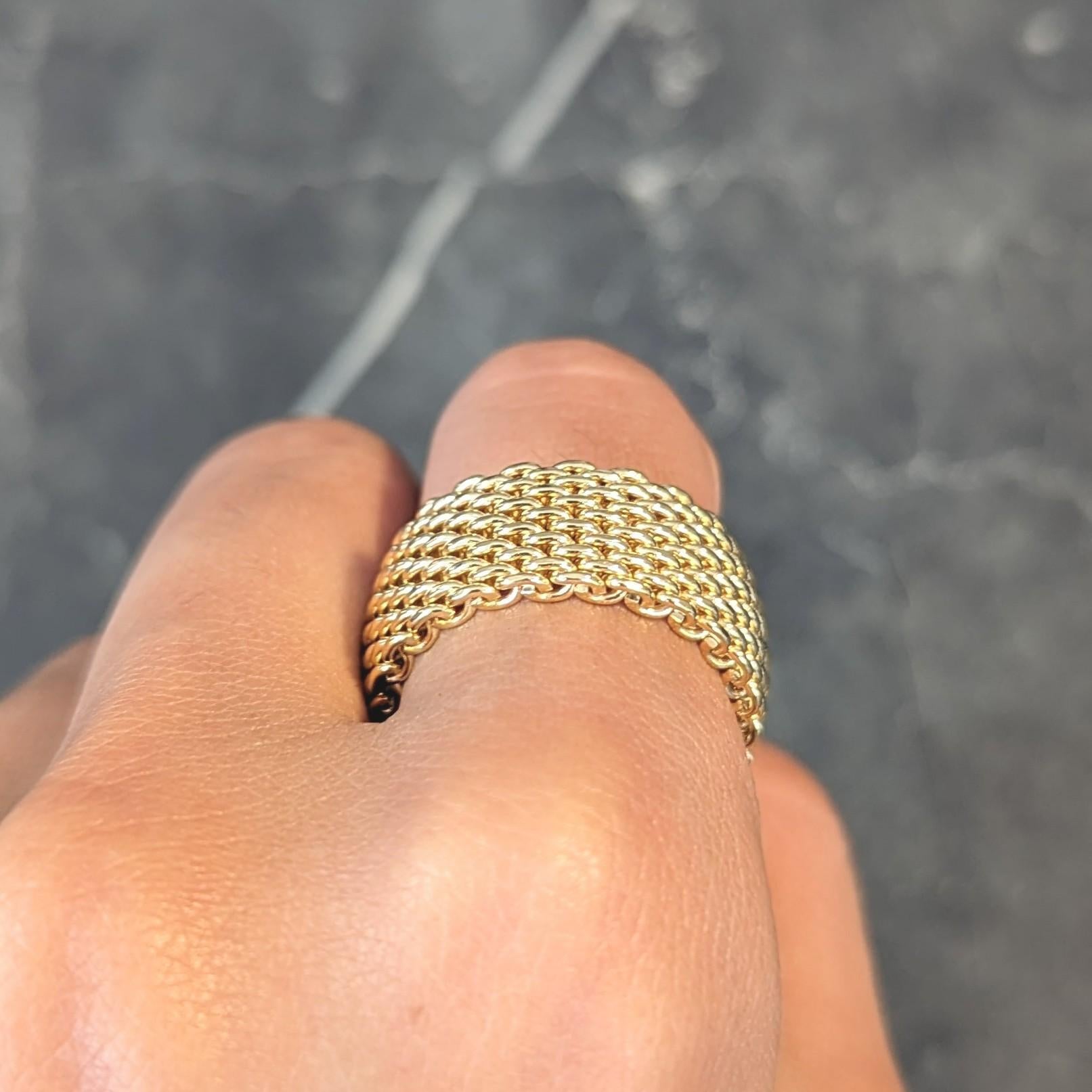 Tiffany & Co. Anillo ancho Somerset Unisex de Malla de Oro Amarillo de 18 Kilates 9