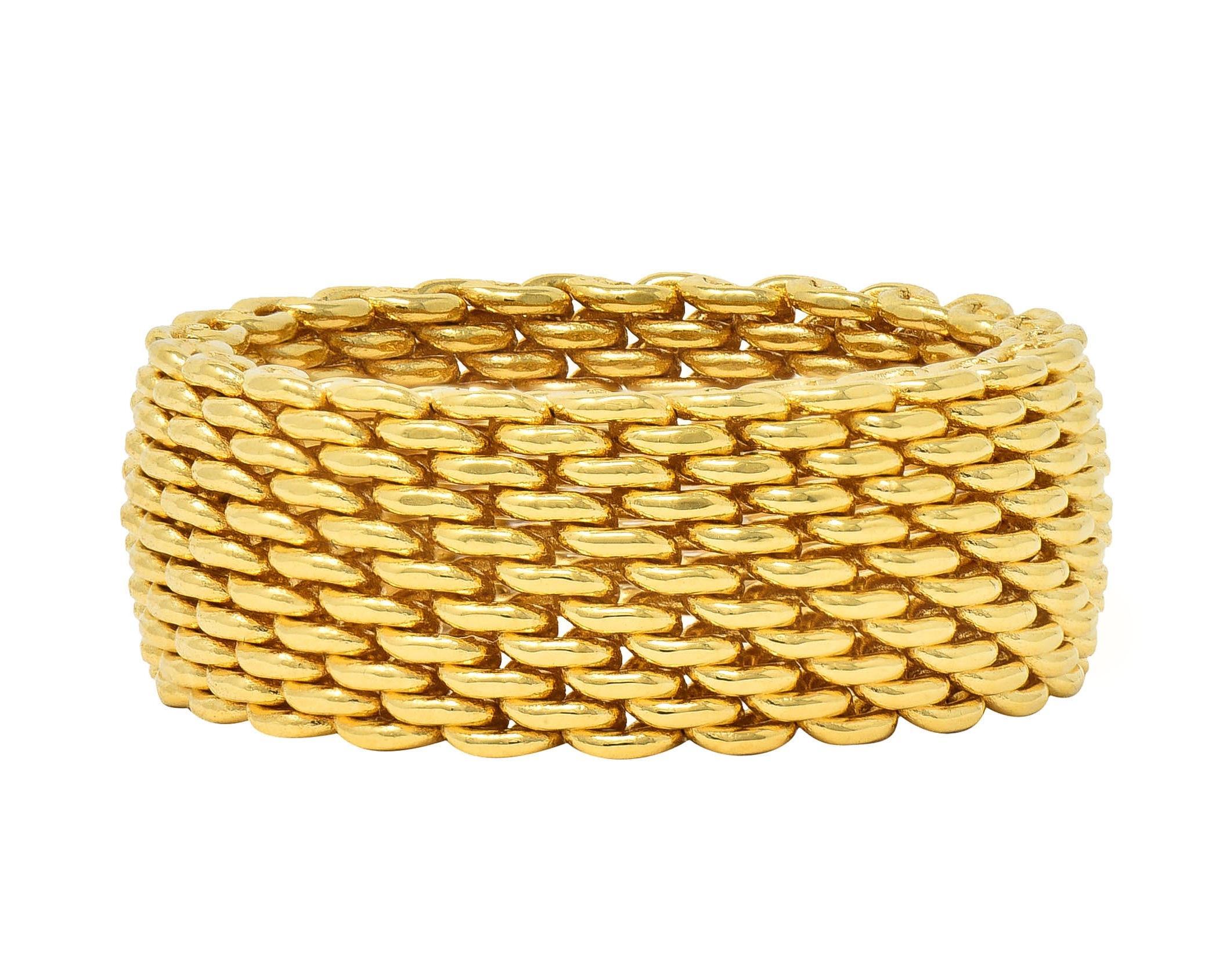 Tiffany & Co. Anillo ancho Somerset Unisex de Malla de Oro Amarillo de 18 Kilates 1