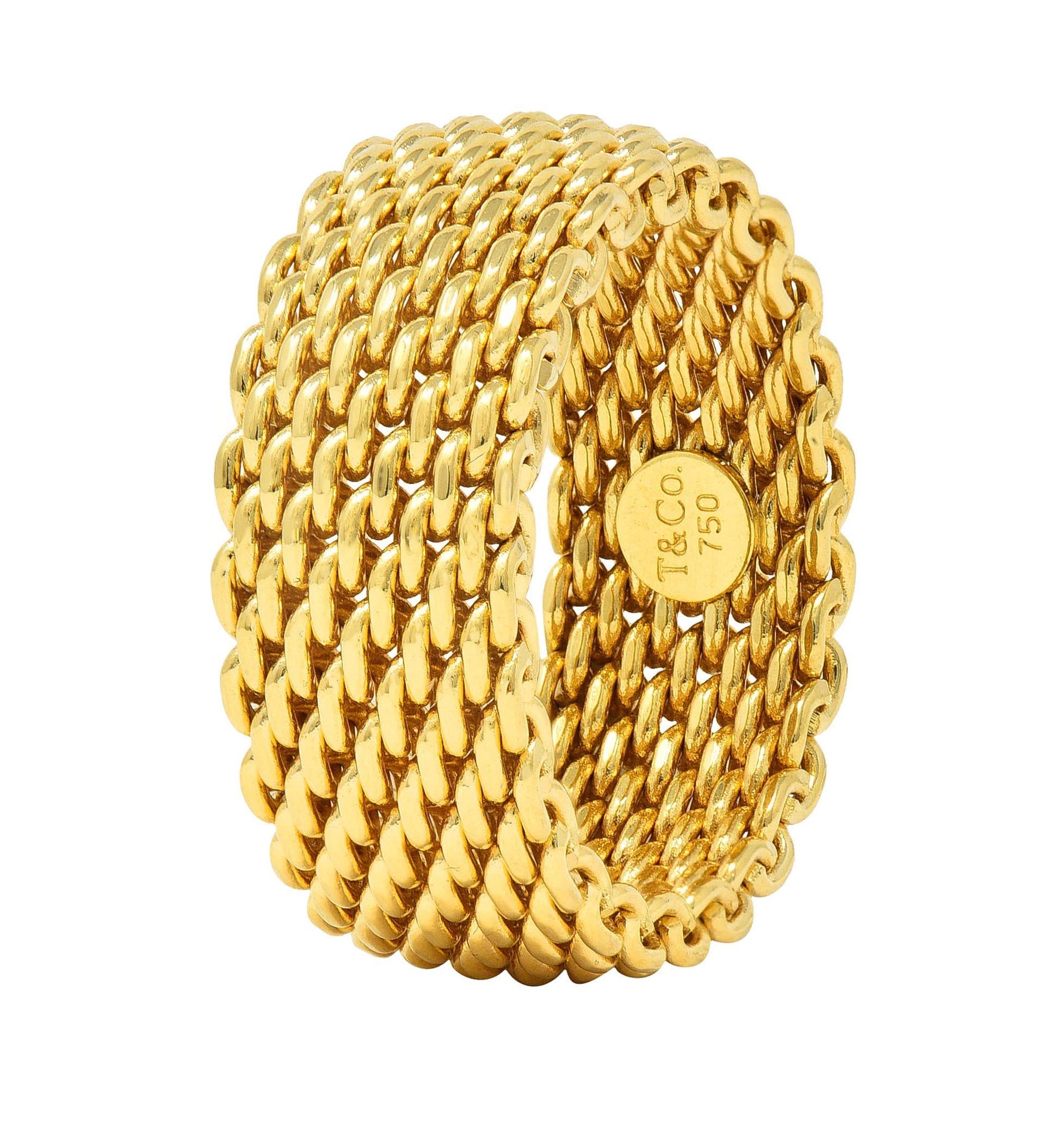 Tiffany & Co. Anillo ancho Somerset Unisex de Malla de Oro Amarillo de 18 Kilates 3