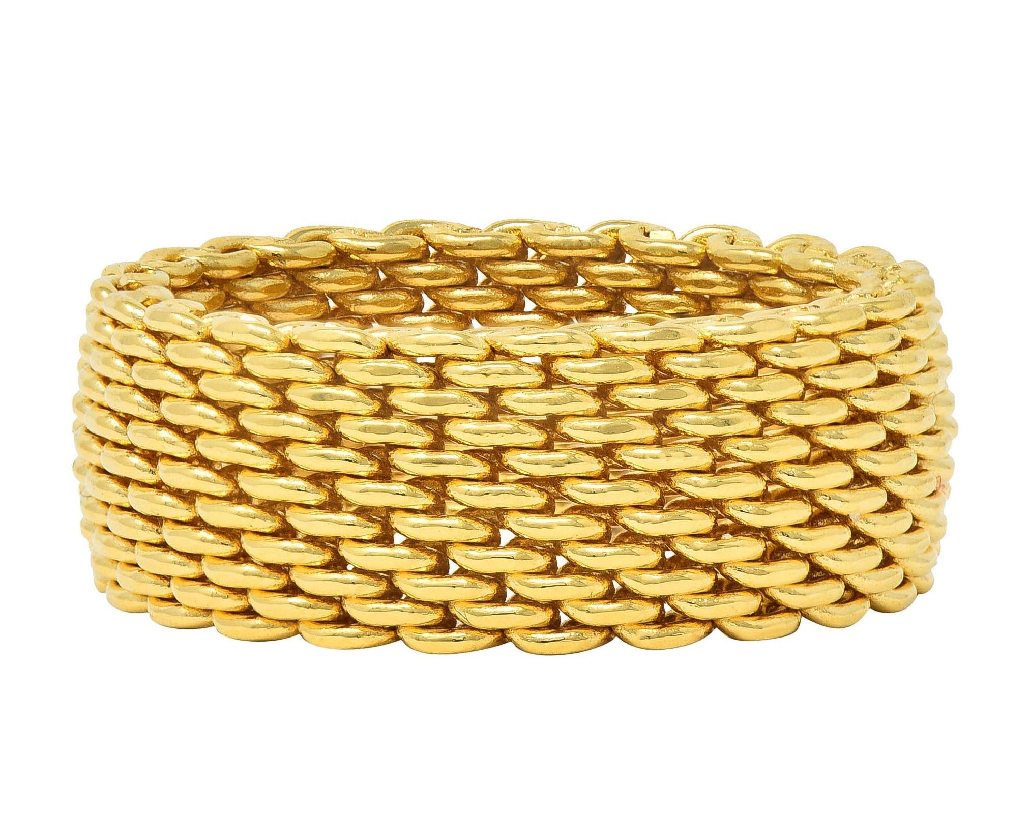 Tiffany & Co. Anillo ancho Somerset Unisex de Malla de Oro Amarillo de 18 Kilates 6