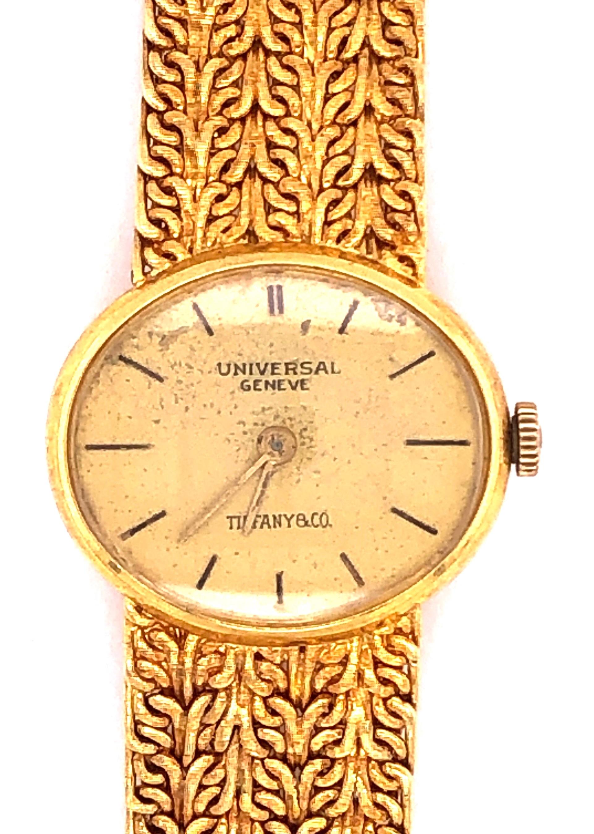 Tiffany & Co. Universal Genève Damenuhr und Band aus 18 Karat Gelbgold, zugeschrieben für Damen oder Herren im Angebot