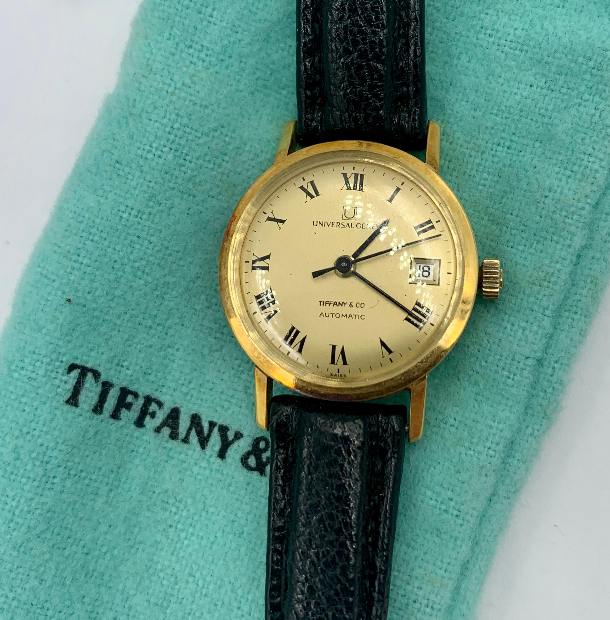 This is a gorgeous Tiffany & Co Universal Geneve Ladies Wristwatch in 18 Karat Yellow Gold.  The watch is in fine working order.  The wonderful 