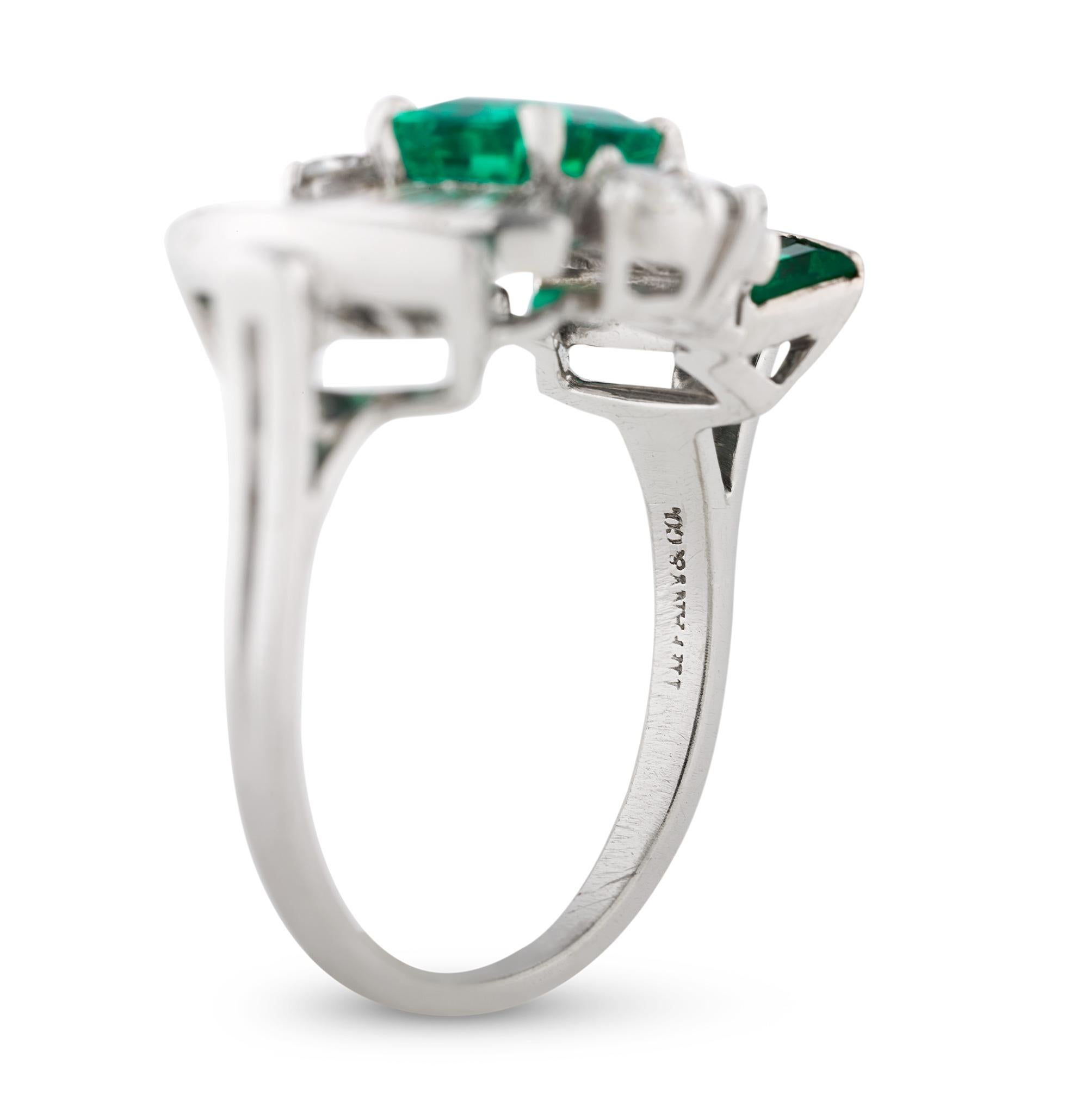 Retro Tiffany & Co. Untreated Colombian Emerald Ring, 1.25 carats For Sale
