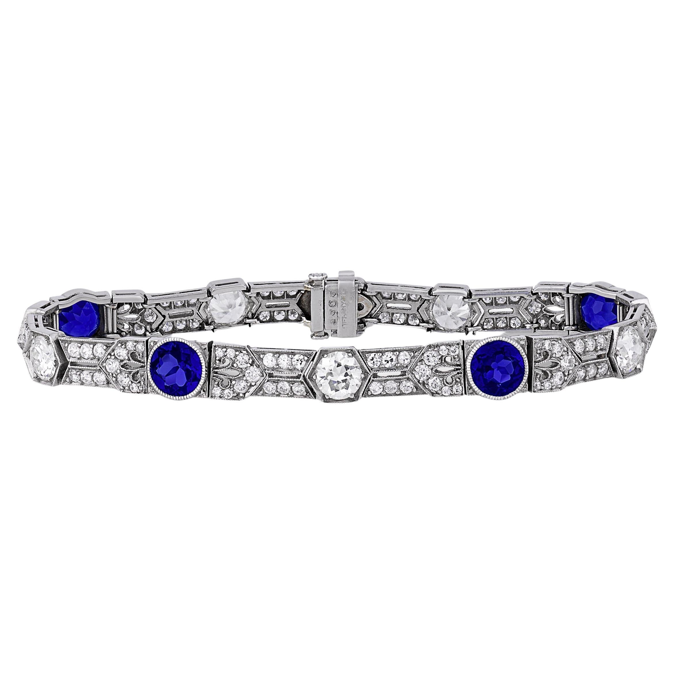 Tiffany & Co. Untreated Yogo Sapphire Bracelet, 4.68 Carats For Sale