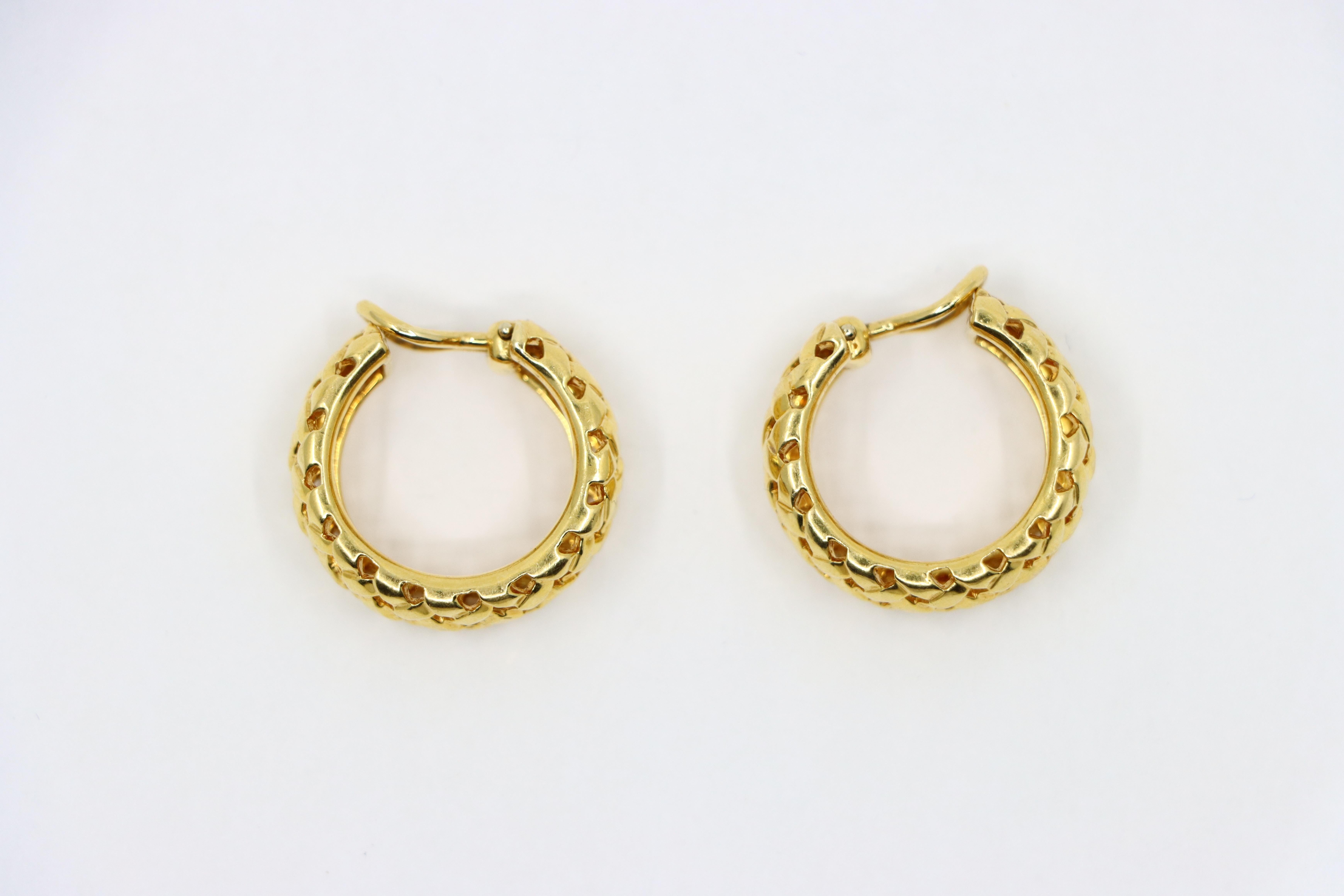 Tiffany & Co. Vannerie 18k Gold Woven Hoop Earrings For Sale 3