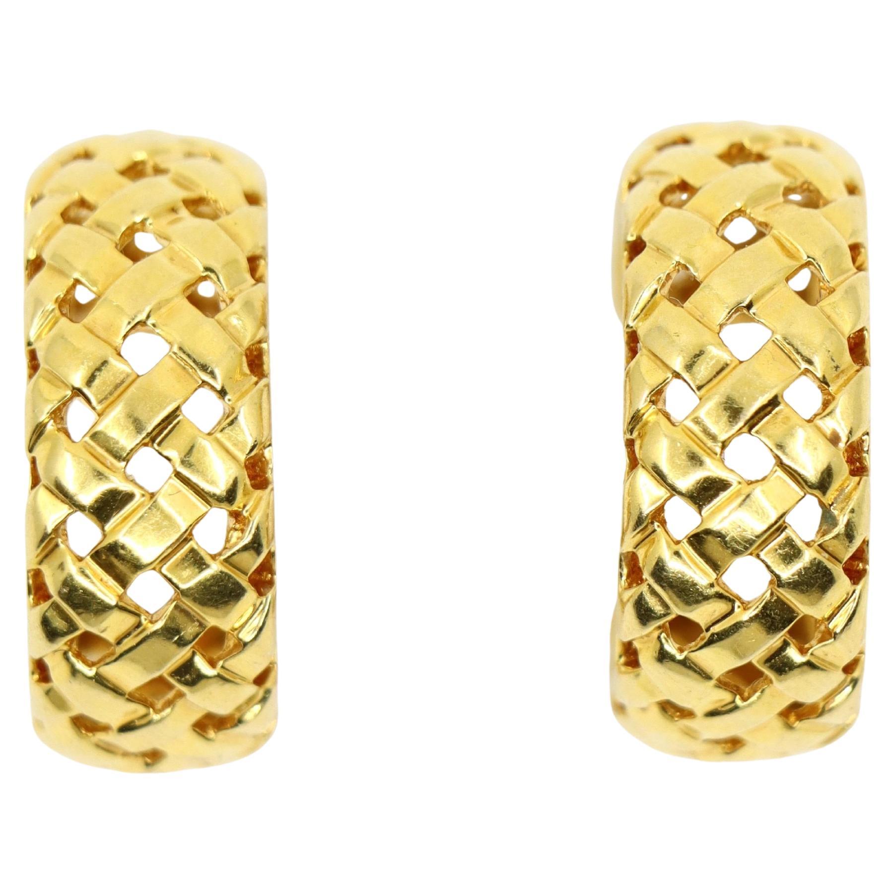 Tiffany & Co. Vannerie 18k Gold Woven Hoop Earrings
