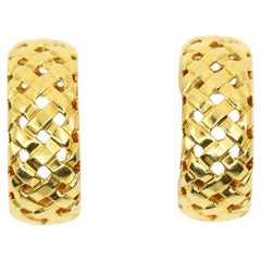 Vintage Tiffany & Co. Vannerie 18k Gold Woven Hoop Earrings