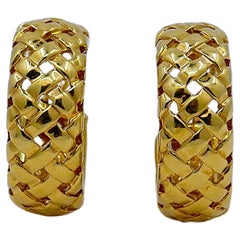Retro Tiffany & Co. Vannerie 18k Gold Woven Hoop Earrings