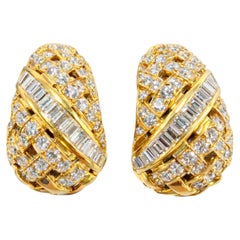 Tiffany & Co. Vannerie 3.00 Carat Diamond 18K Yellow Earrings