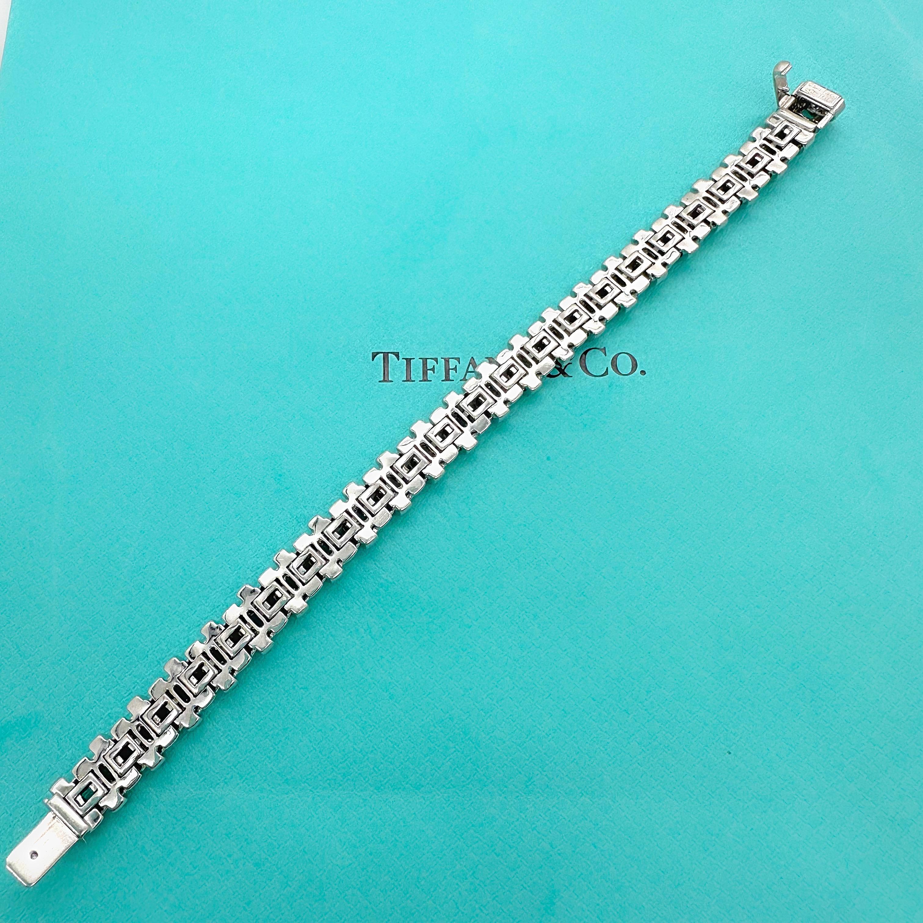 Tiffany & Co. Vannerie Basket Weave Diamond Bracelet in 18kt White Gold For Sale 8