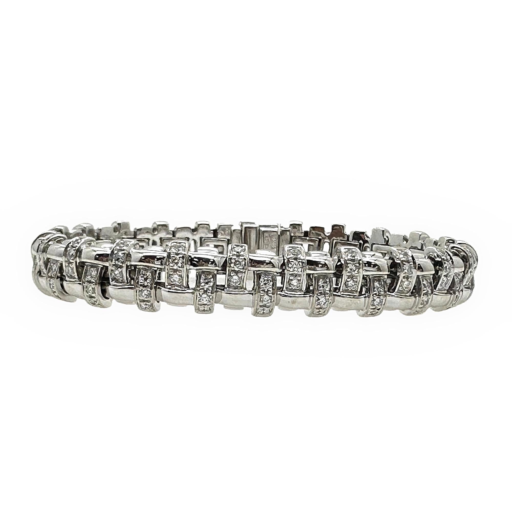 Tiffany & Co. Vannerie Basket Weave Bracelet en or blanc 18 carats en vente 1