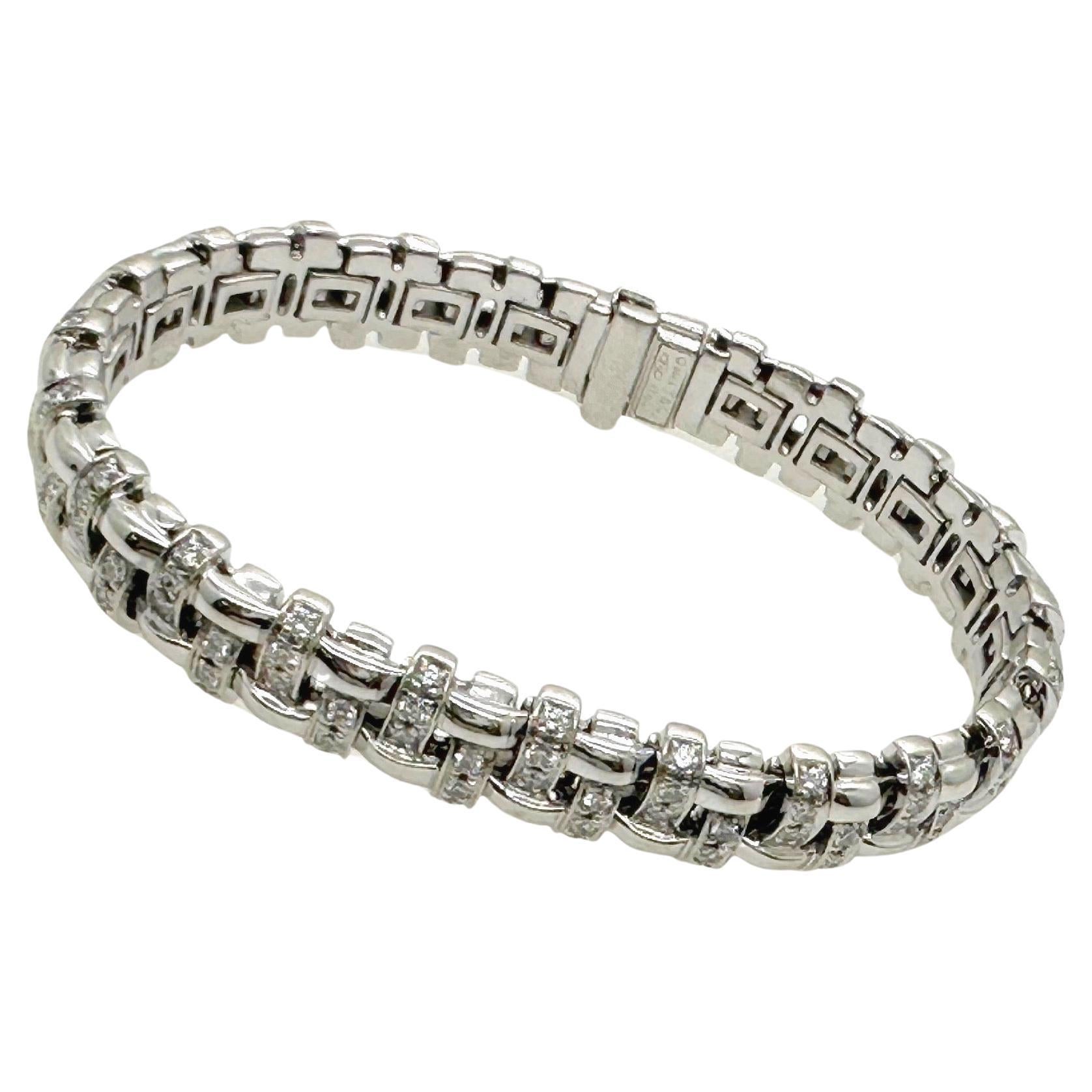 Tiffany & Co. Vannerie Basket Weave Diamond Bracelet in 18kt White Gold For Sale