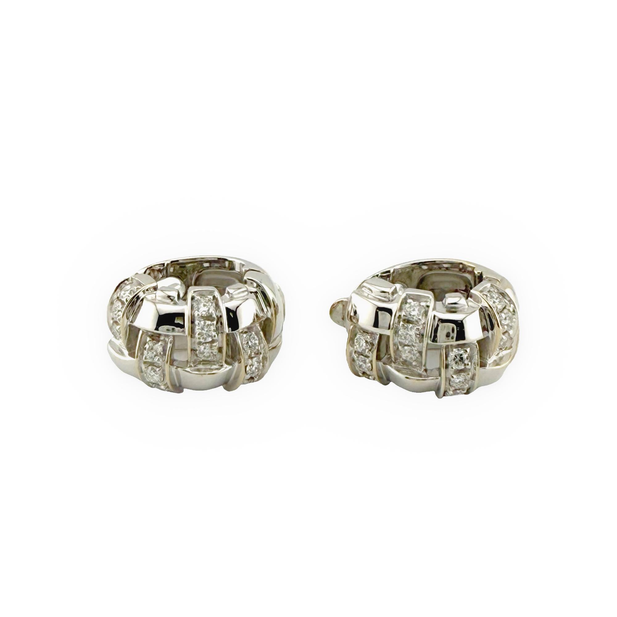 Tiffany & Co. Orecchini Vannerie Basket Weave con diamanti in oro bianco 18 carati in vendita 2