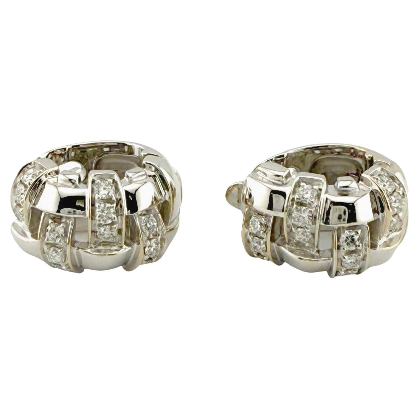 Tiffany & Co. Vannerie Basket Weave Diamond Earrings 18 Karat White Gold