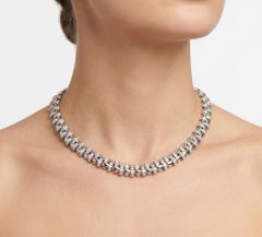 Tiffany & Co. Vannerie Basket Weave Diamond Necklace in 18 Karat White Gold