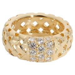 Tiffany & Co. Vannerie Bague Basket Weave en or jaune 18 carats et diamants 0,70 carat poids total