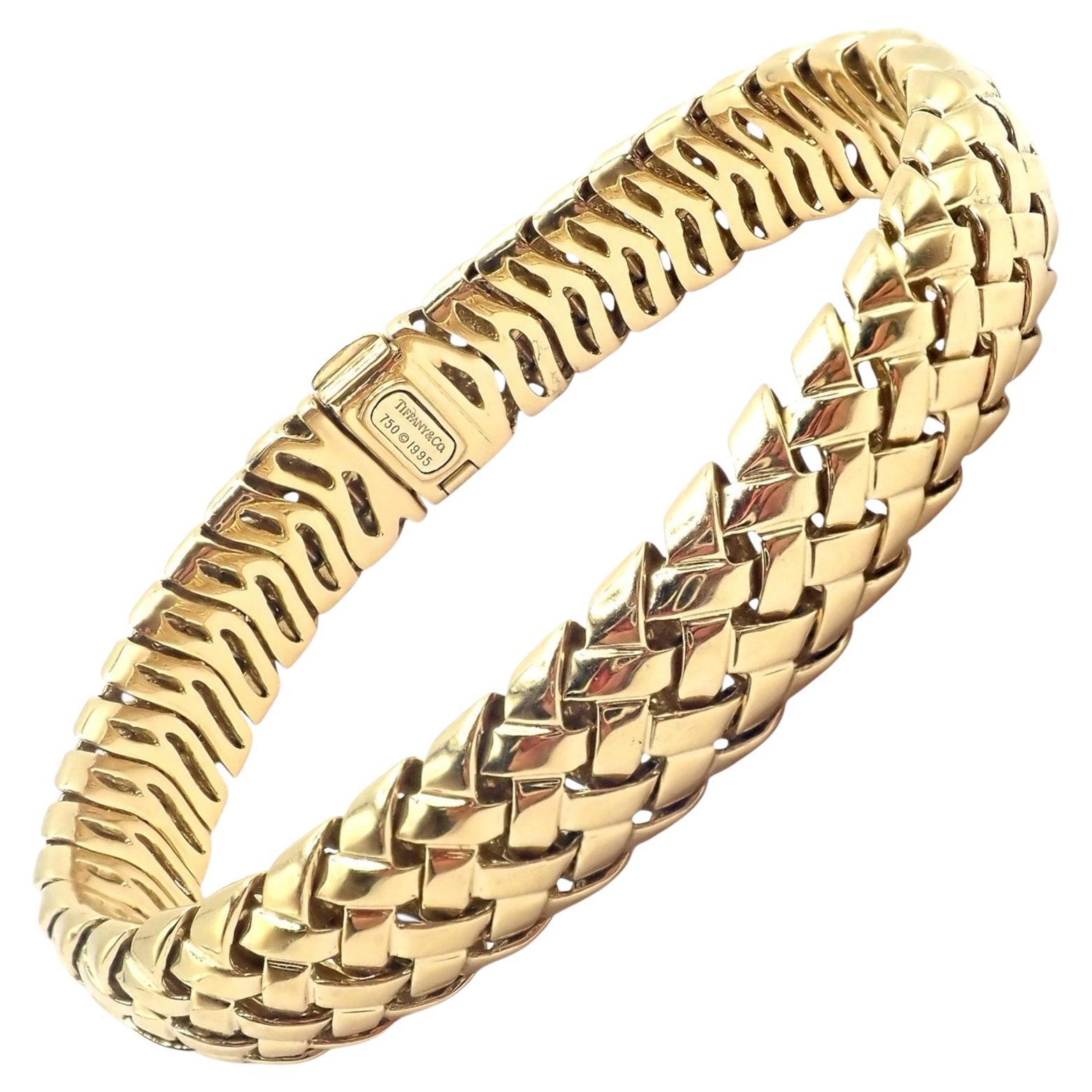 Tiffany & Co Vannerie Basket Weave Yellow Gold Bracelet 1995