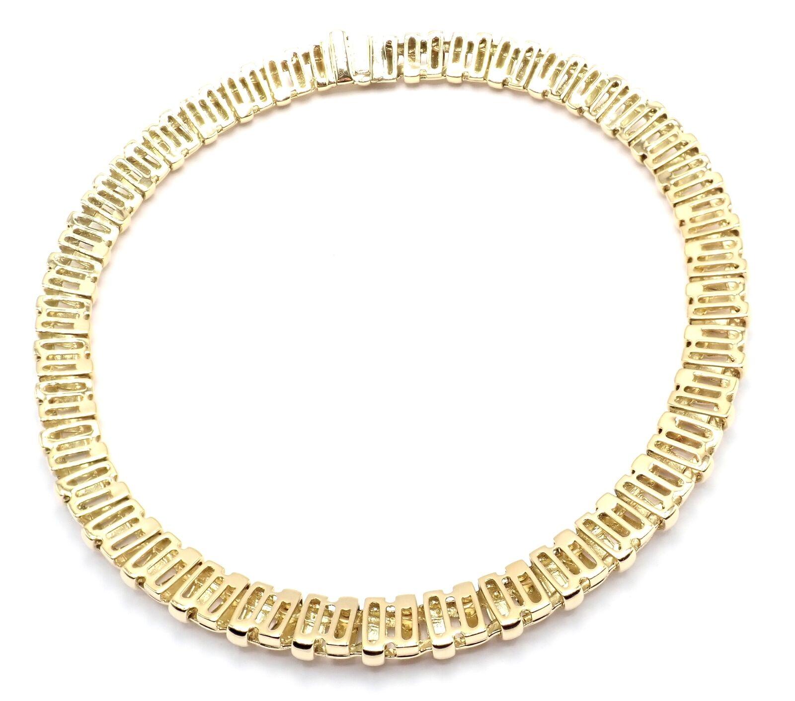 Women's or Men's Tiffany & Co Vannerie Basket Weave Yellow Gold Necklace 2002 For Sale