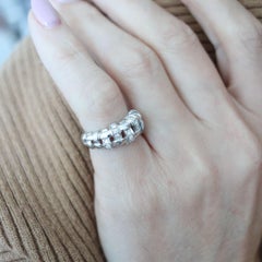 TIFFANY & CO. Vannerie Collection Ring In 18Kt White Gold With VS Diamonds