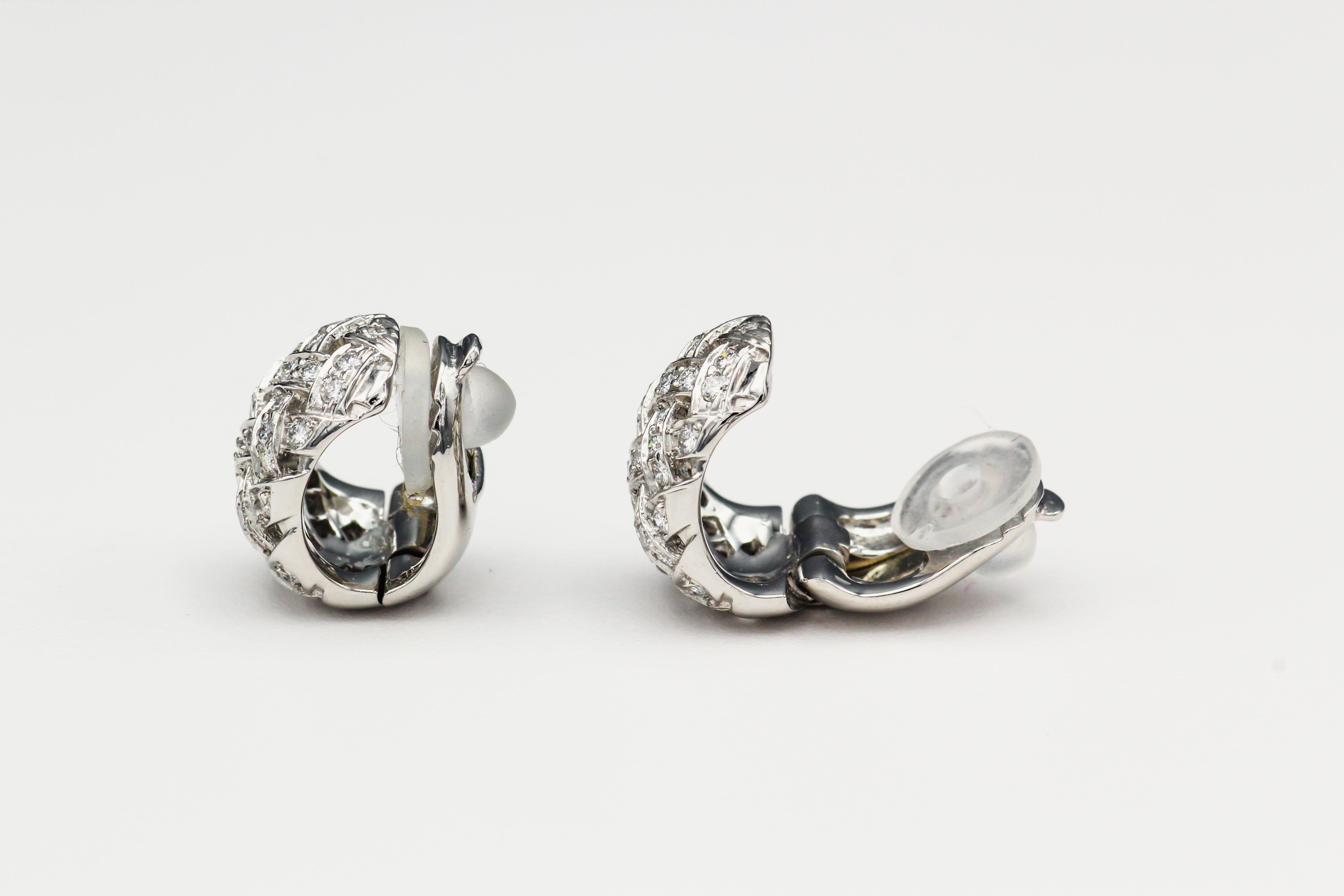 Tiffany & Co. Vannerie Diamant  Platin-Ohrringe Huggies (Zeitgenössisch) im Angebot