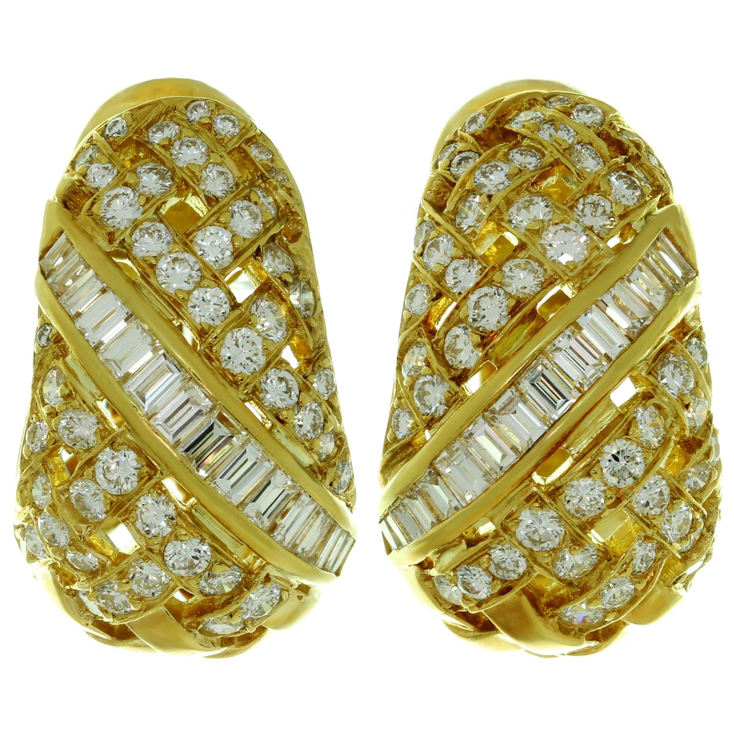 Tiffany & Co. Vannerie Diamond Yellow Gold Earrings