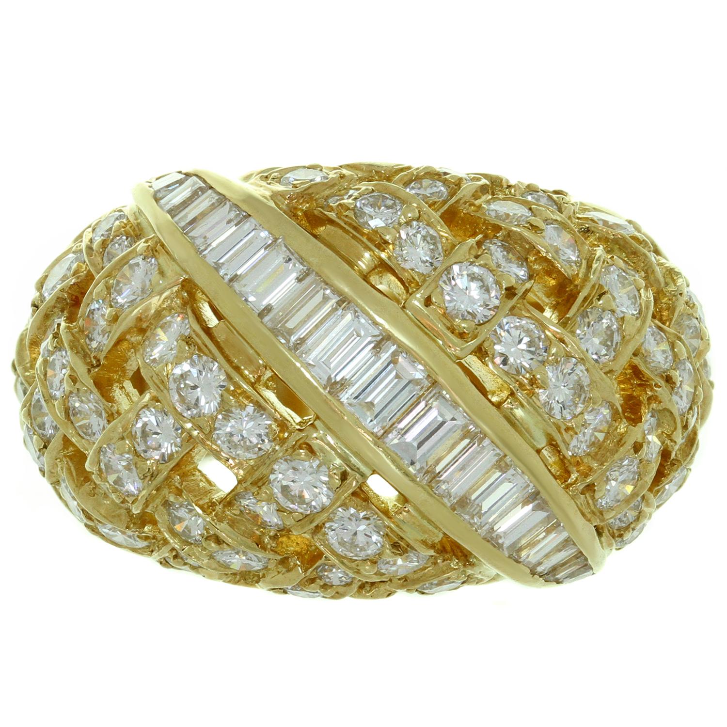 Tiffany & Co. Vannerie Diamantring aus Gelbgold mit Diamant im Zustand „Hervorragend“ im Angebot in New York, NY