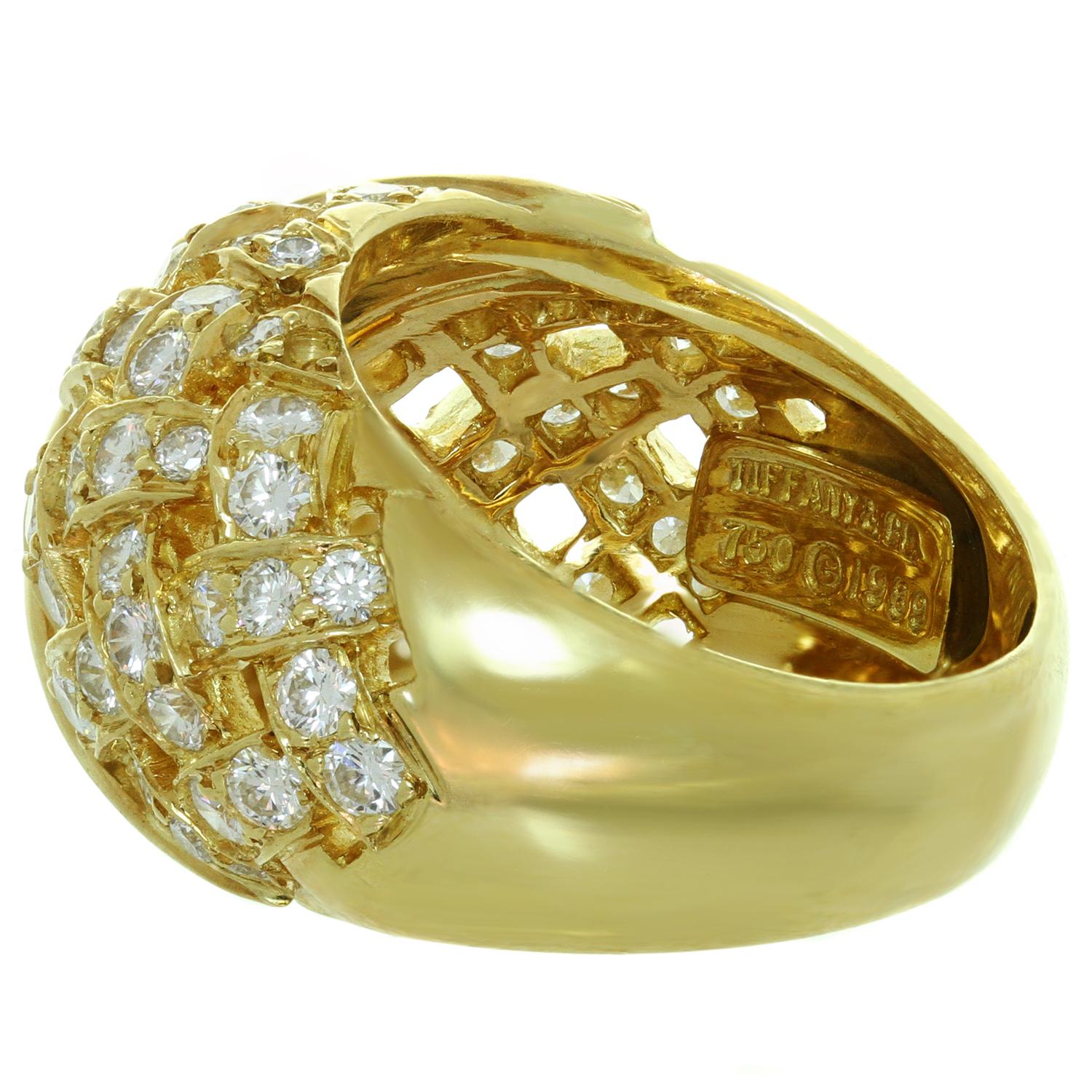 Tiffany & Co. Vannerie Diamond Yellow Gold Ring For Sale 1