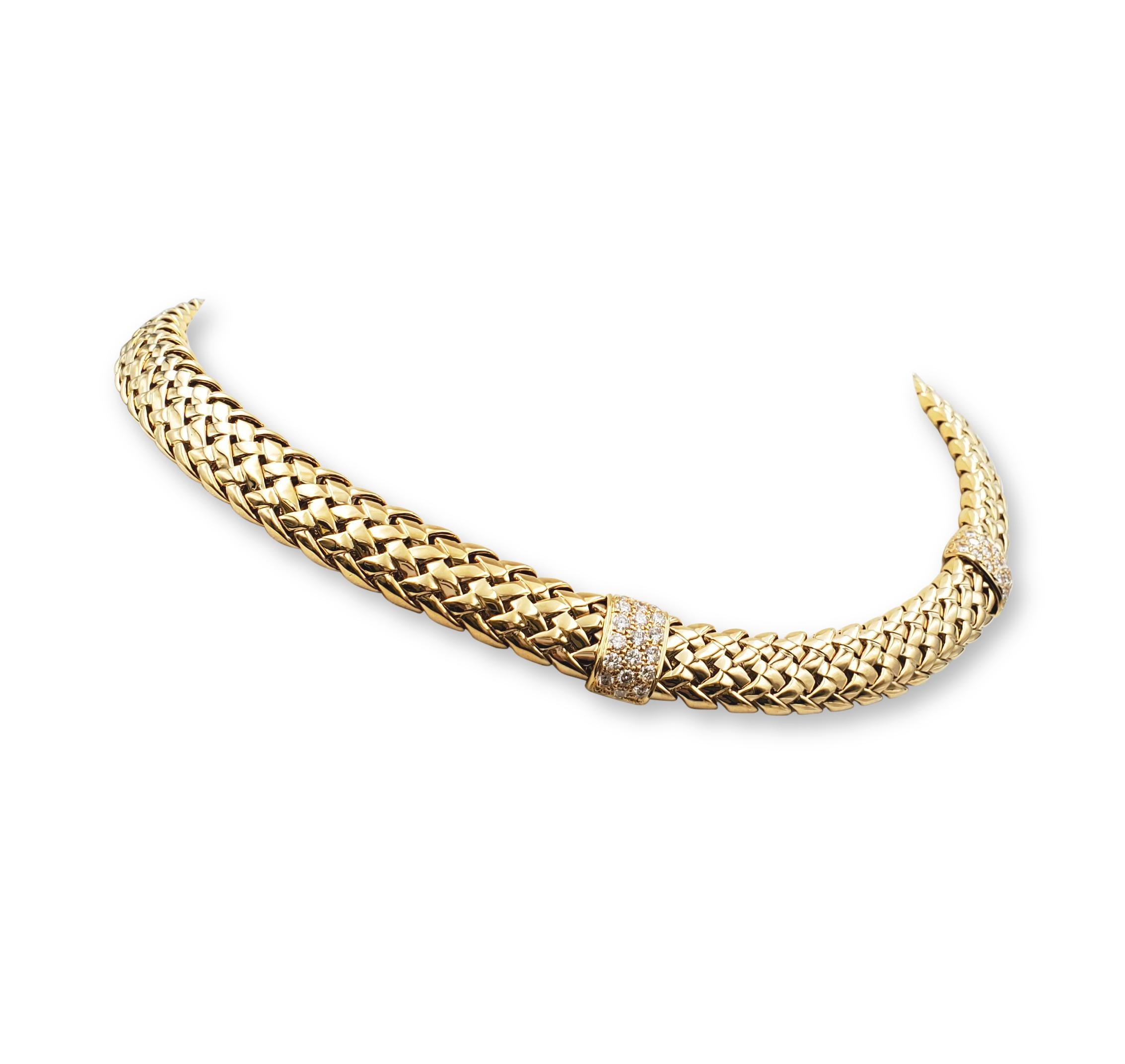 Round Cut Tiffany & Co. 'Vannerie' Gold and Diamond Necklace