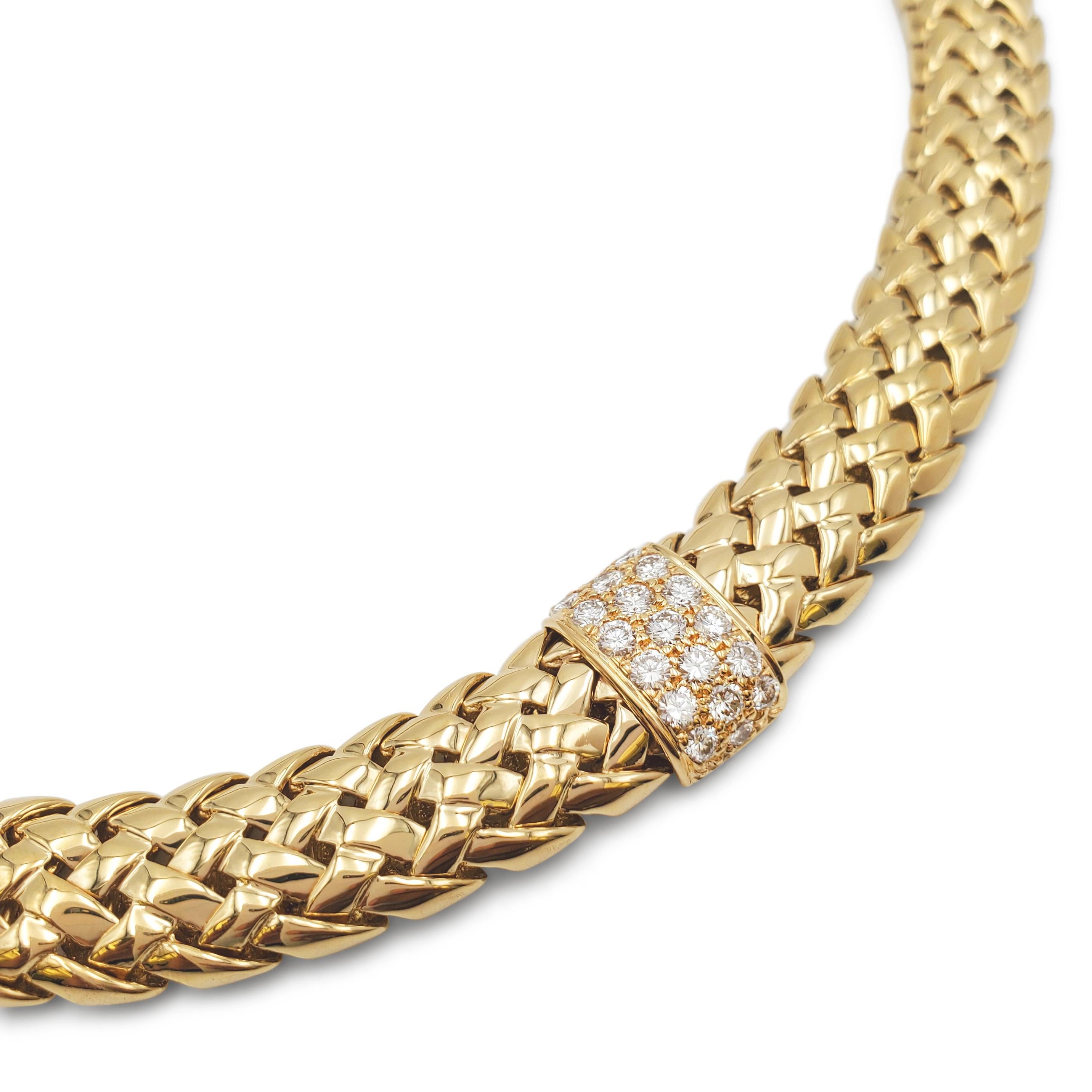 Women's Tiffany & Co. 'Vannerie' Gold and Diamond Necklace