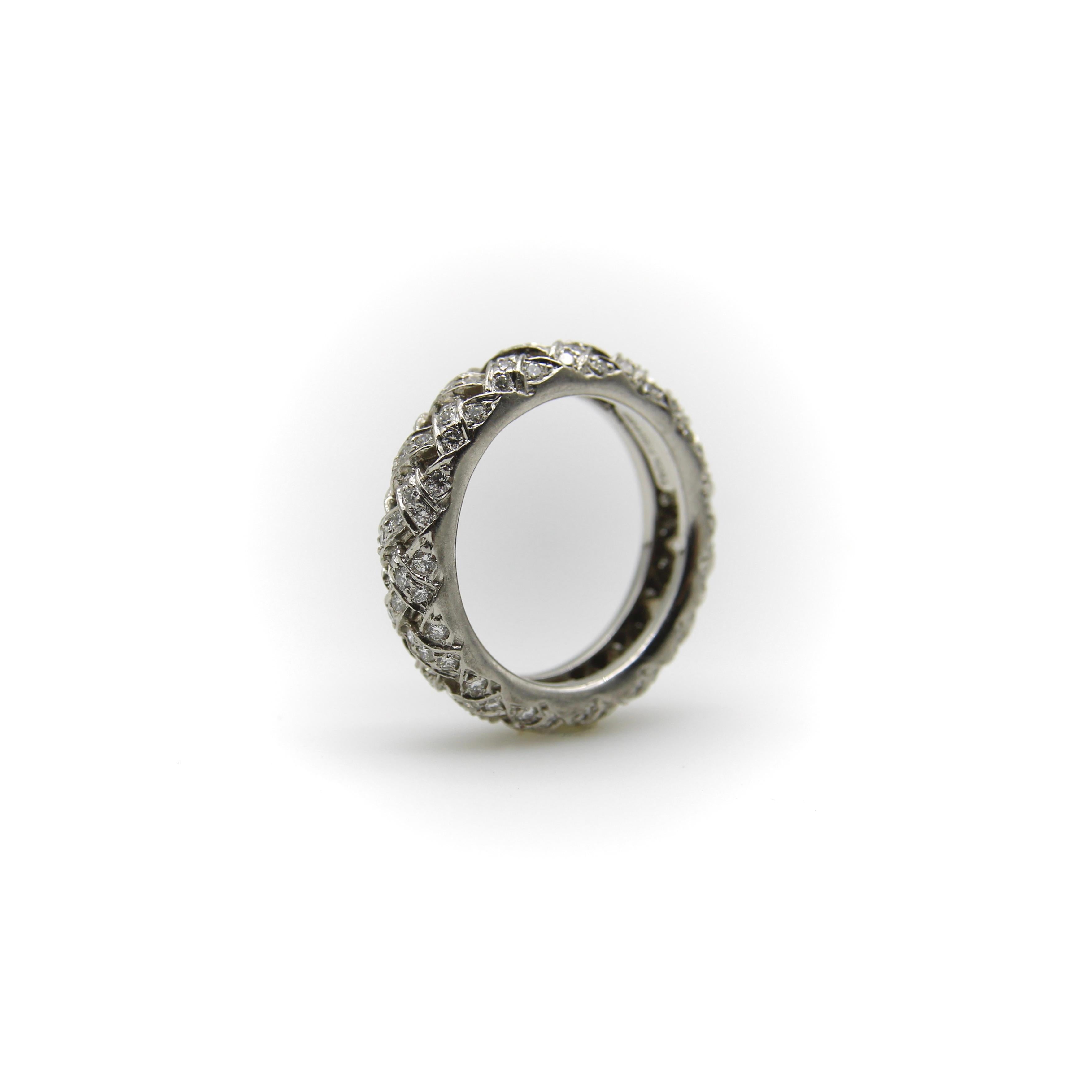 Modern Tiffany & Co. Vannerie Platinum Diamond Eternity Band For Sale