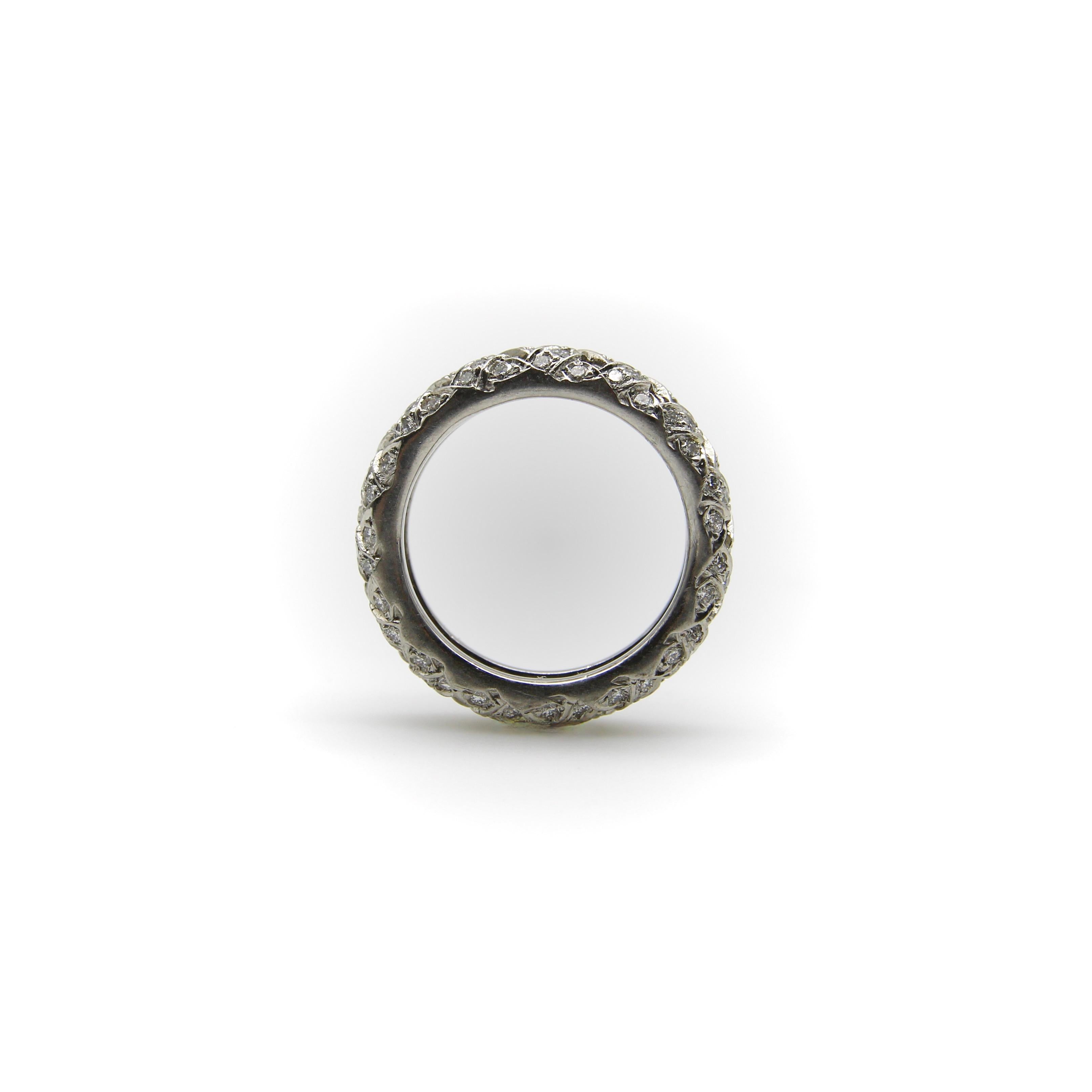 Single Cut Tiffany & Co. Vannerie Platinum Diamond Eternity Band For Sale