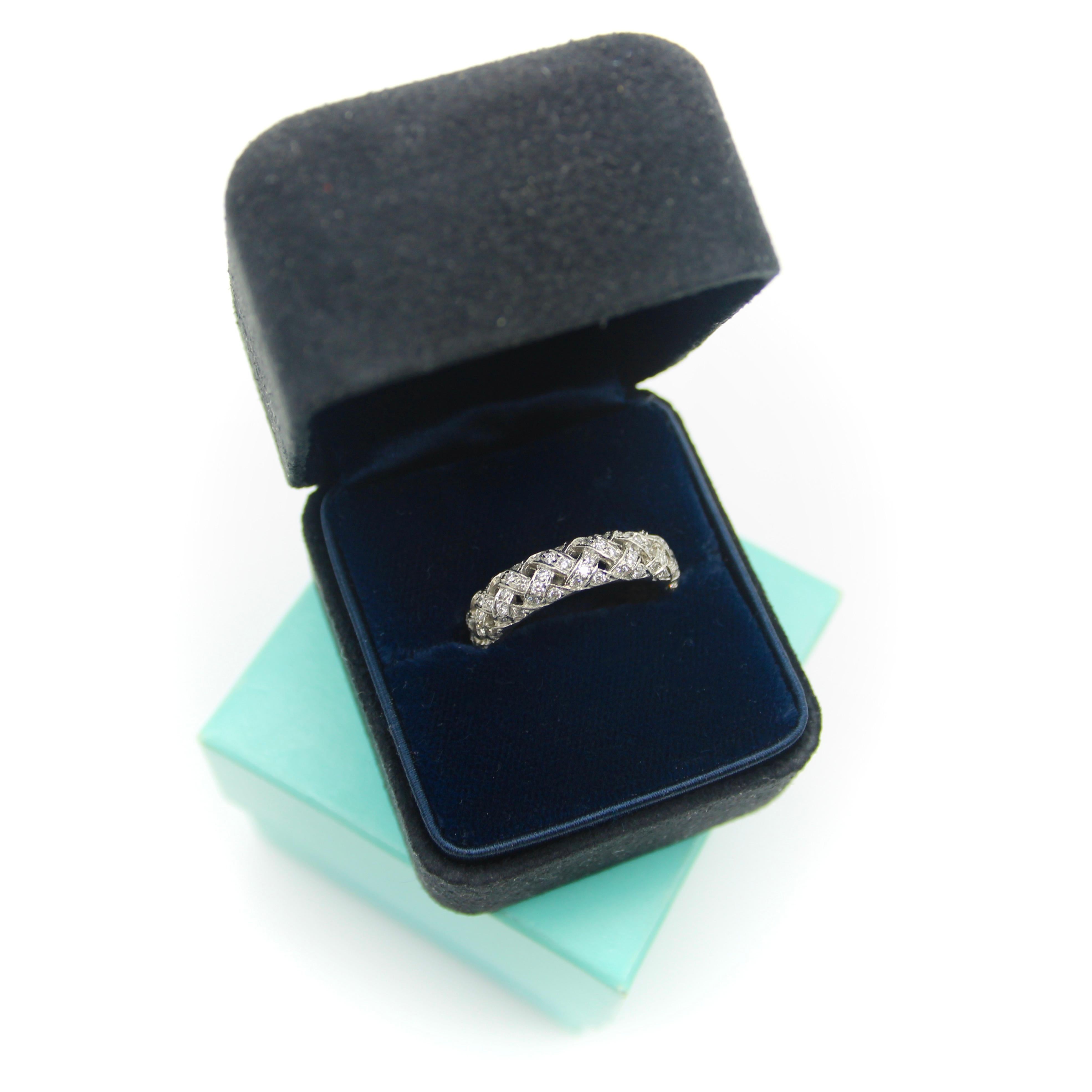 Women's or Men's Tiffany & Co. Vannerie Platinum Diamond Eternity Band For Sale