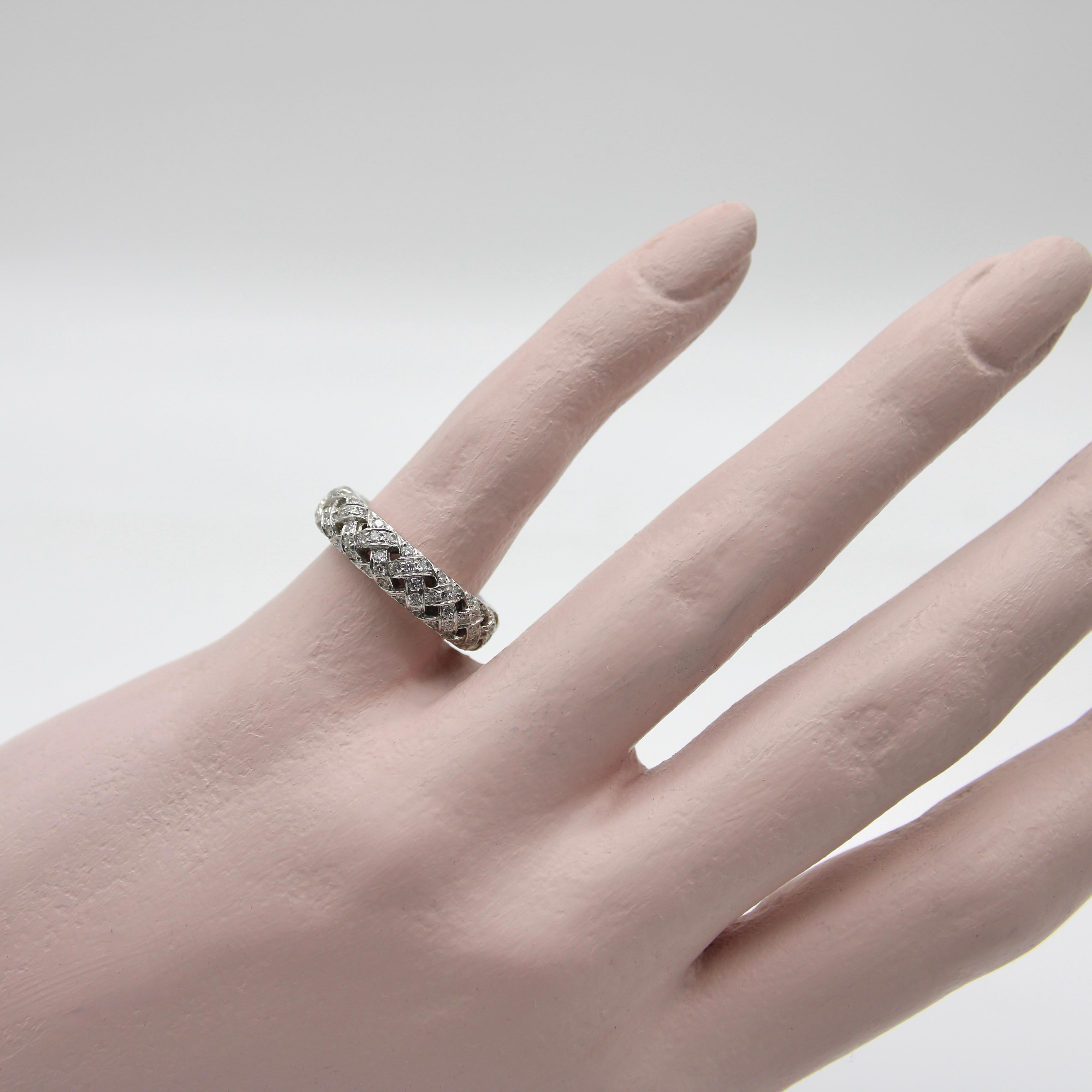 Tiffany & Co. Vannerie Platinum Diamond Eternity Band For Sale 1