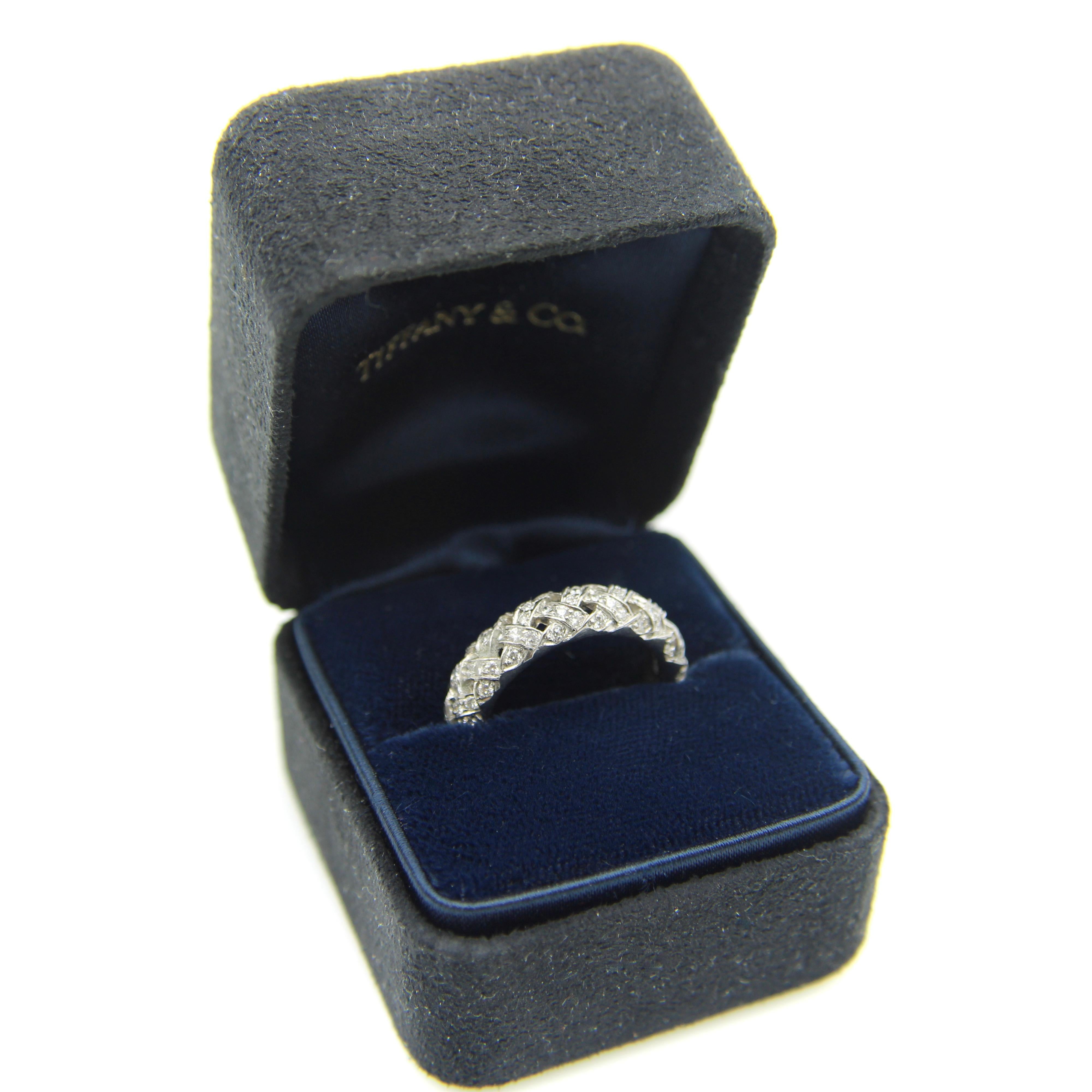 Tiffany & Co. Vannerie Platinum Diamond Eternity Band For Sale 2